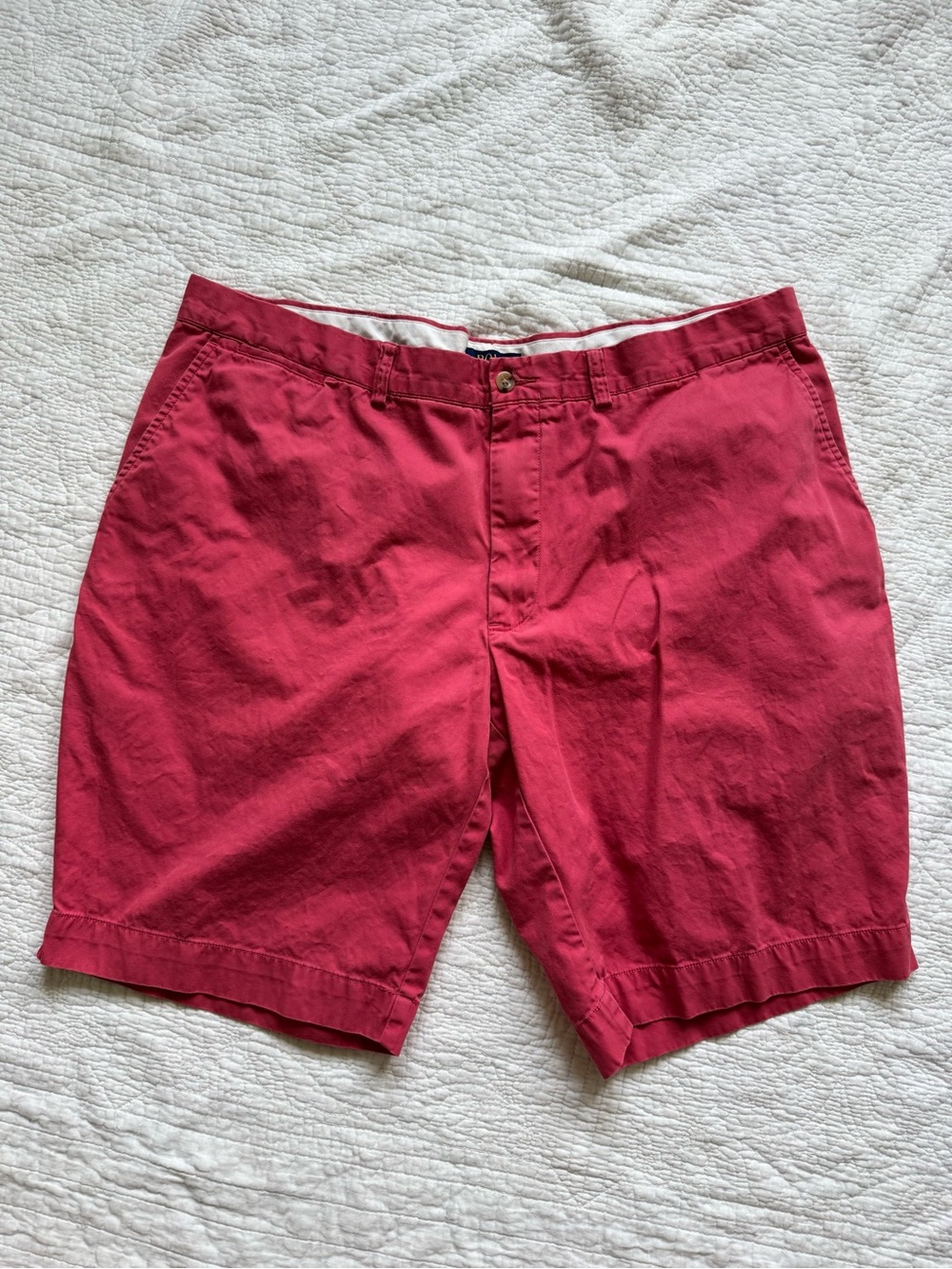 Ralph Lauren Men's Crimson Flat-Front Chino Shorts, W40